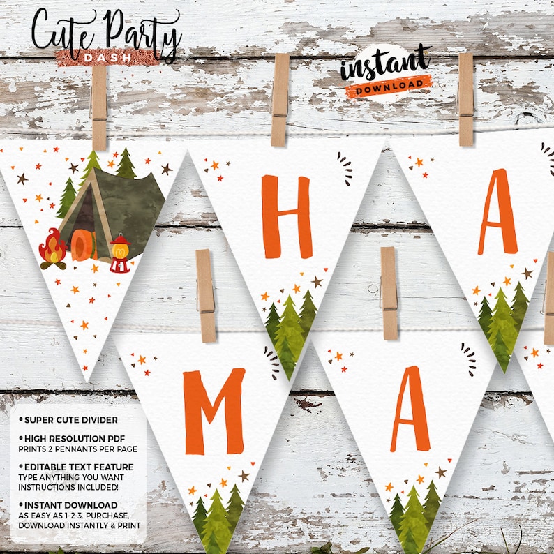 Editable Camping Birthday Party invitation, Camp out printable invite, Camping birthday decor, birthday invitations instant download 479 image 9