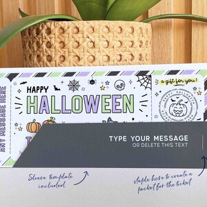 Halloween Gift Tag Certificate Template Surprise Experience Ticket Editable Voucher Certificate Fun Coupon for her kids men INSTANT DOWNLOAD
