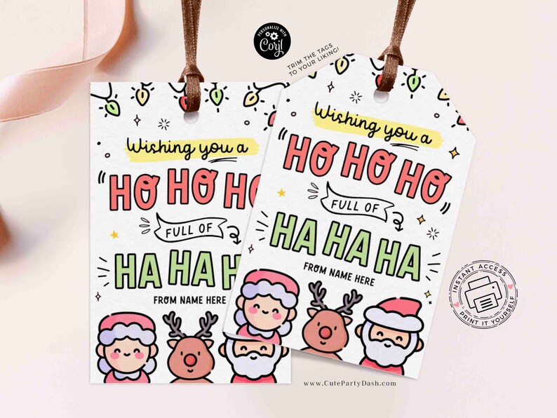 Christmas Gift Tags Printable INSTANT DOWNLOAD Happy Holidays Funny Christmas Gift Tags Kids Hohoho christmas tag Employee Staff Teacher