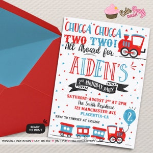 Editable Choo Choo Train Birthday Party invitation INSTANT DOWNLOAD