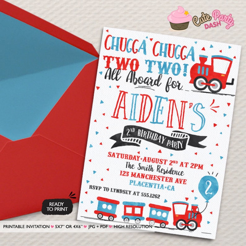 Editable Choo Choo Train Birthday Party invitation INSTANT DOWNLOAD