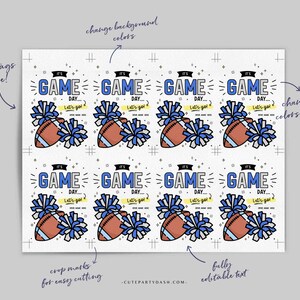 Football Game Day Gift Tag: Blue & Silver Treat (instant Download) - Etsy