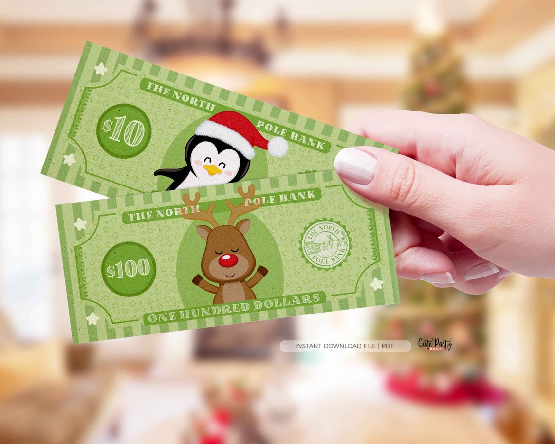 Christmas Holiday Bucks for Kids Printable North Pole Santa - Etsy