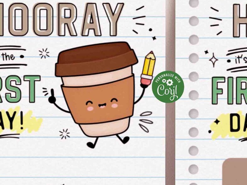 Sip Sip Hooray It's The First Day Gift Card Holder Template Editable Back to School Printable Coffee Gift for Teacher Work INSTANT DOWNLOAD