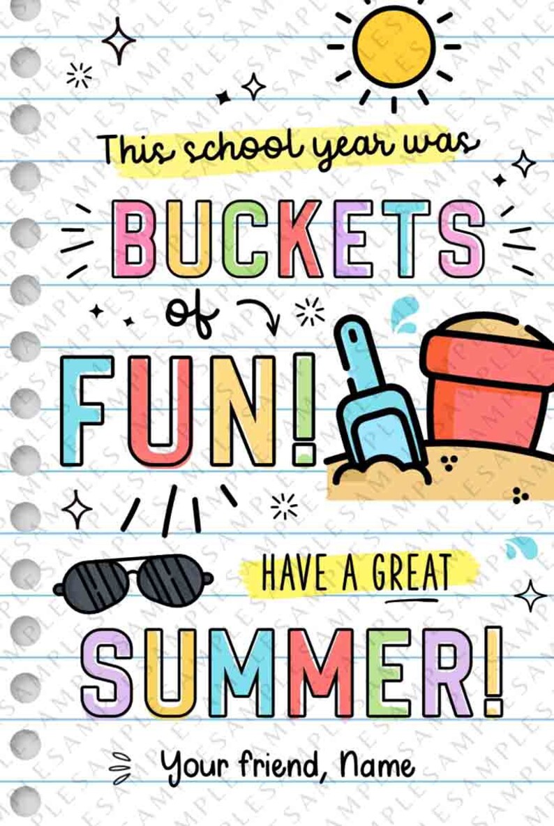 Buckets of fun Gift Tags Editable Have a Great Summer tag End of School Year Tags Template Printable Summer gift Last day