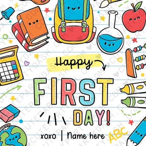 EDITABLE Happy First Day of School Gift Tag Printable Welcome Back To School treat Tag Rainbow Teacher 1st day of school INSTANT DOWNLOAD