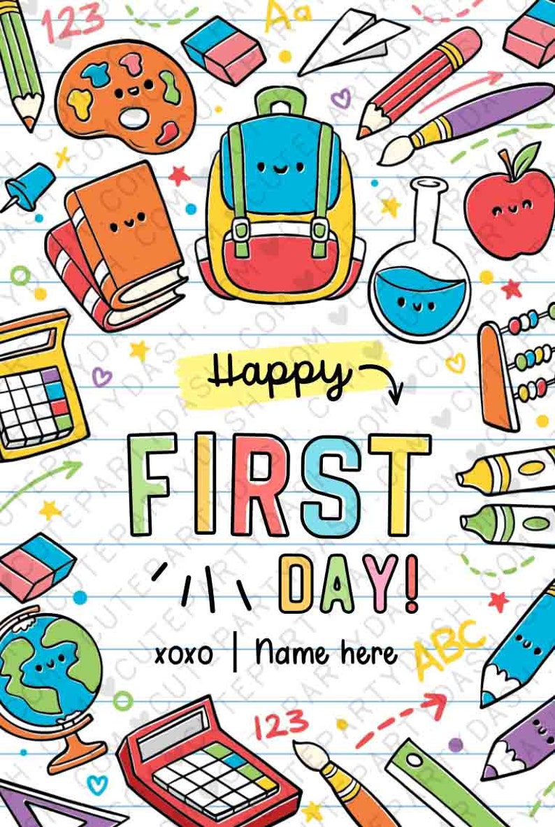 EDITABLE Happy First Day of School Gift Tag Printable Welcome Back To School treat Tag Rainbow Teacher 1st day of school INSTANT DOWNLOAD
