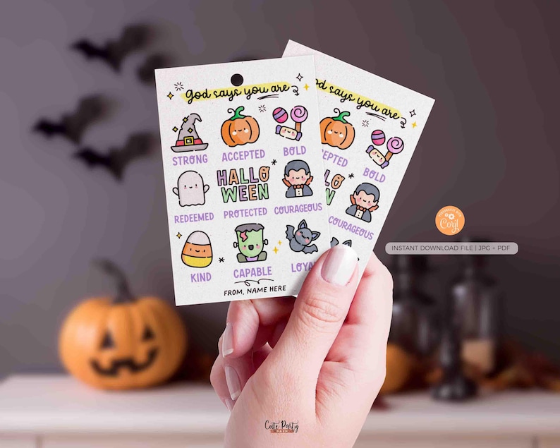 Editable Halloween Christian Gift Tag: Church Treat Tags (Digital Download) image 1
