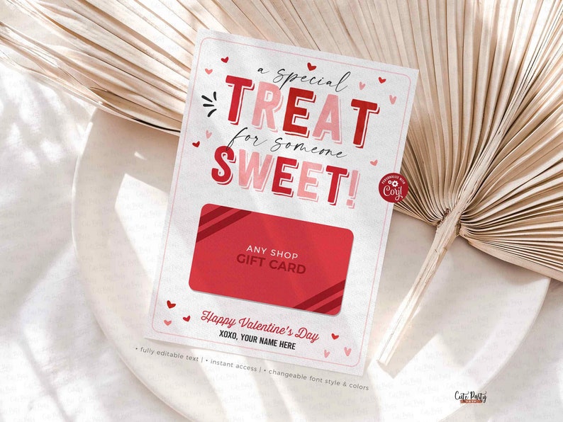 Editable Sweet Treat Valentine Gift Card Holder template, Printable Little Treat Valentine';s Day Gift Card holder INSTANT DOWNLOAD, Teacher
