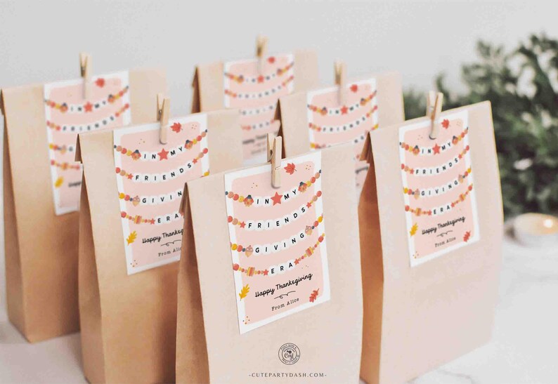In My Friendsgiving Era Thanksgiving Gift Tag Printable INSTANT DOWNLOAD Friendship Bracelet Trendy Thanksgiving Favor Tag Festive Party