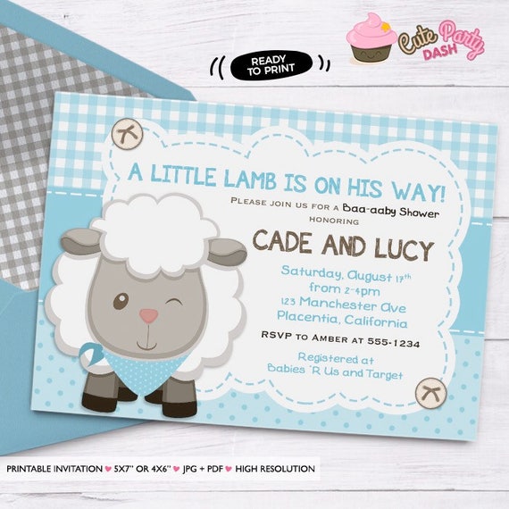lamb baby shower invitations