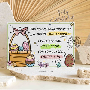 Indoor Easter Egg Hunt Printable INSTANT DOWNLOAD Editable Easter Scavenger Hunt Game for Kids Activity Treasure Hunt Clues Bunny