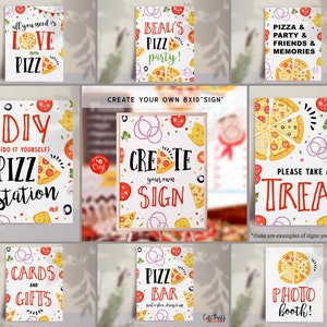 Pizza party Editable decoration instant download