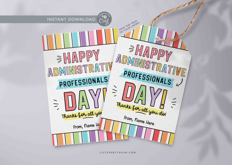 Administrative Professionals Day gift tag Employee Appreciation Week Printable Thank You Card Gift for Staff team member INSTANT DOWNLOAD