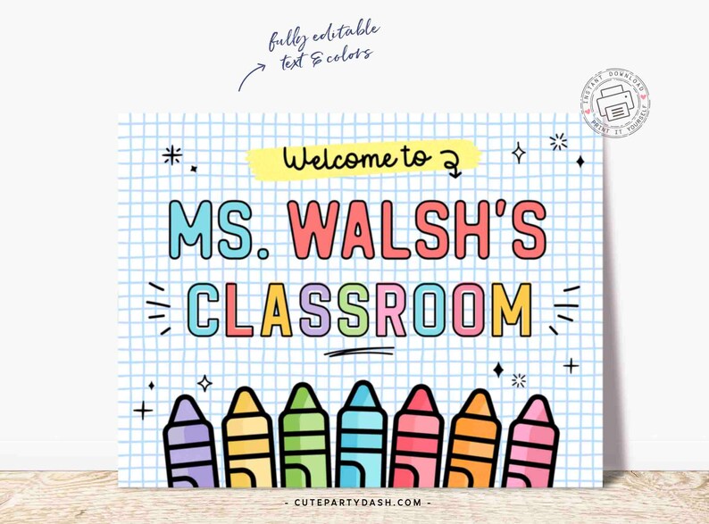 Editable Classroom Welcome Sign Template: Back to School Decor (digital ...