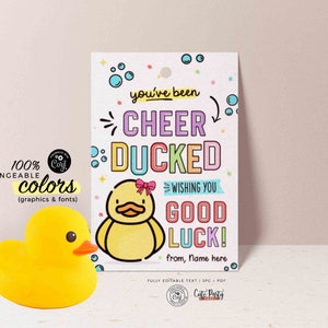 Editable You've been Cheer Ducked Tag, Cheerleader good luck treat tag, Cheer Team Printable Duck Tag, Cheer Gift ideas INSTANT DOWNLOAD