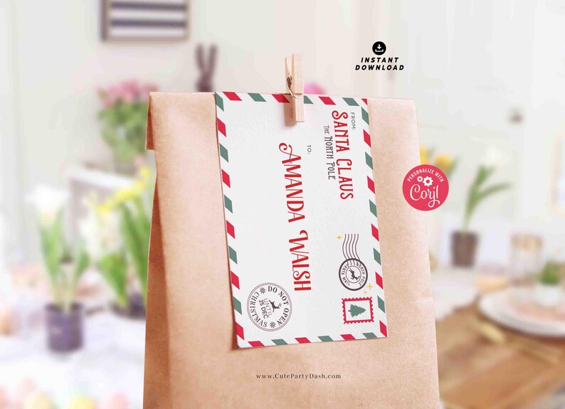 From Santa Christmas Gift Tag Printable INSTANT DOWNLOAD Happy Holidays Modern Christmas Favor Tag Christmas Do not open until December 25