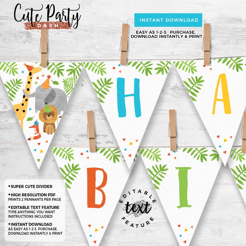 INSTANT DOWNLOAD Party Animals Birthday Favor tag Zoo favors jungle birthday 2.5 Favor tags Animals party decorations wild fun time Pa-bi