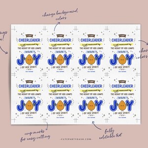 Cheerleader Printable Gift Tags INSTANT DOWNLOAD Printable Joy Cheer ...