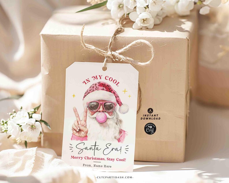 In My Christmas Era Trendy Gift Tag Printable INSTANT DOWNLOAD In My Cool Santa Era Christmas Gift Tag – Trendy Holiday Tag for Fun Gifting