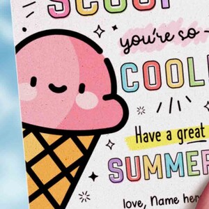 Ice Cream You're so Cool Tag Printable Here's the Scoop Editable Have a Great Summer End of School Year Tag INSTANT DOWNLOAD
