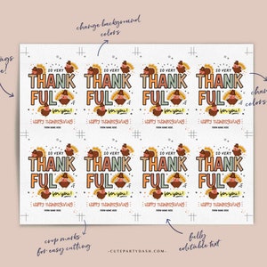 Thankful for You Gift Tag Printable INSTANT DOWNLOAD Thanksgiving gift Tag EDITABLE Fall Appreciation Thankful School gift for Teacher