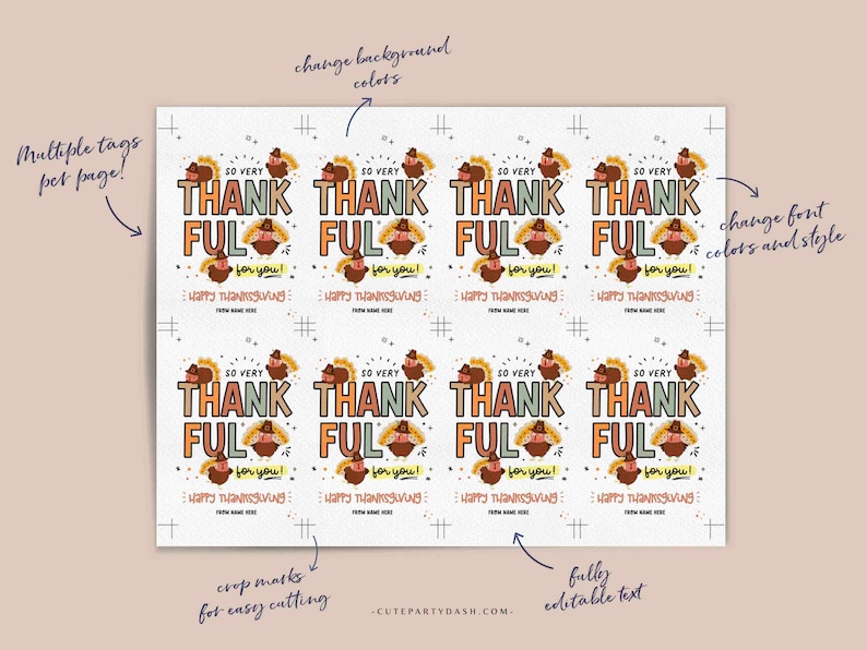 Thankful for You Gift Tag Printable INSTANT DOWNLOAD Thanksgiving gift Tag EDITABLE Fall Appreciation Thankful School gift for Teacher