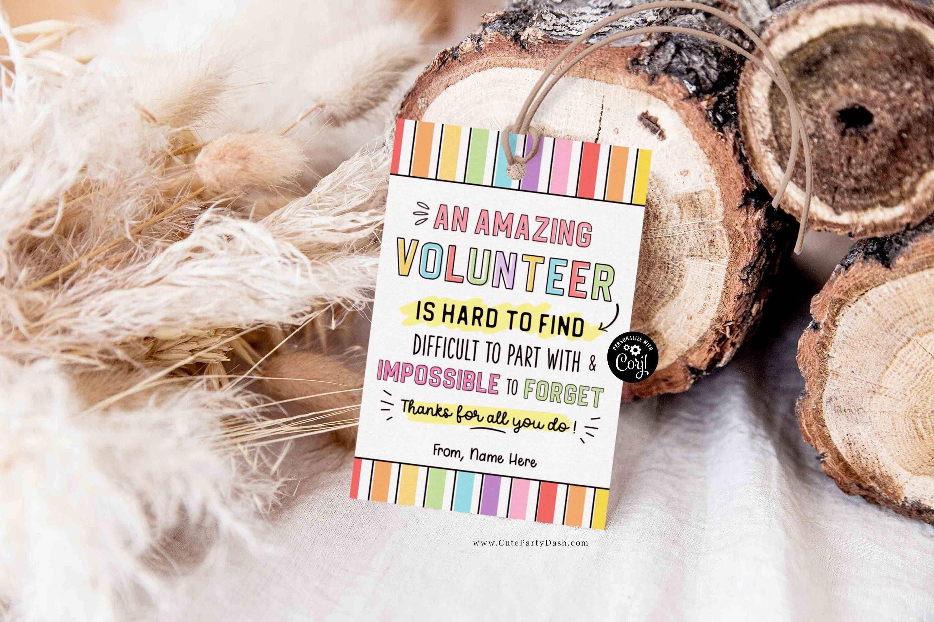 Editable Volunteer Appreciation Gift Tag: Printable Thank You Card ...