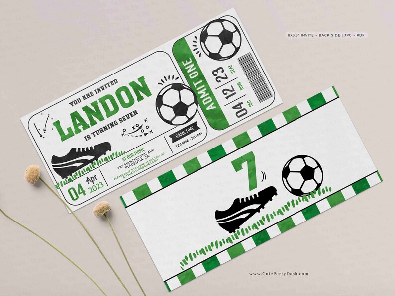 EDITABLE Soccer Birthday Party Ticket invitation, INSTANT DOWNLOAD, All Star Sport Birthday printable digital Ball corjl Invite