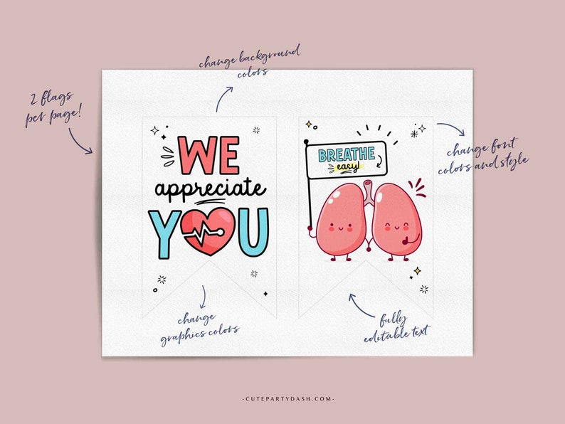 Happy Respiratory Care Week Banner Printable INSTANT DOWNLOAD Editable Bunting Respiratory Therapist appreciation Decor ideas Medical Sign