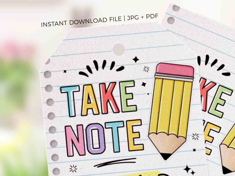 Take Note Tag Editable Teacher Appreciation Week Gift Tag Template Printable Notepad Thank You Tag You are Awesome INSTANT DOWNLOAD Pen gift