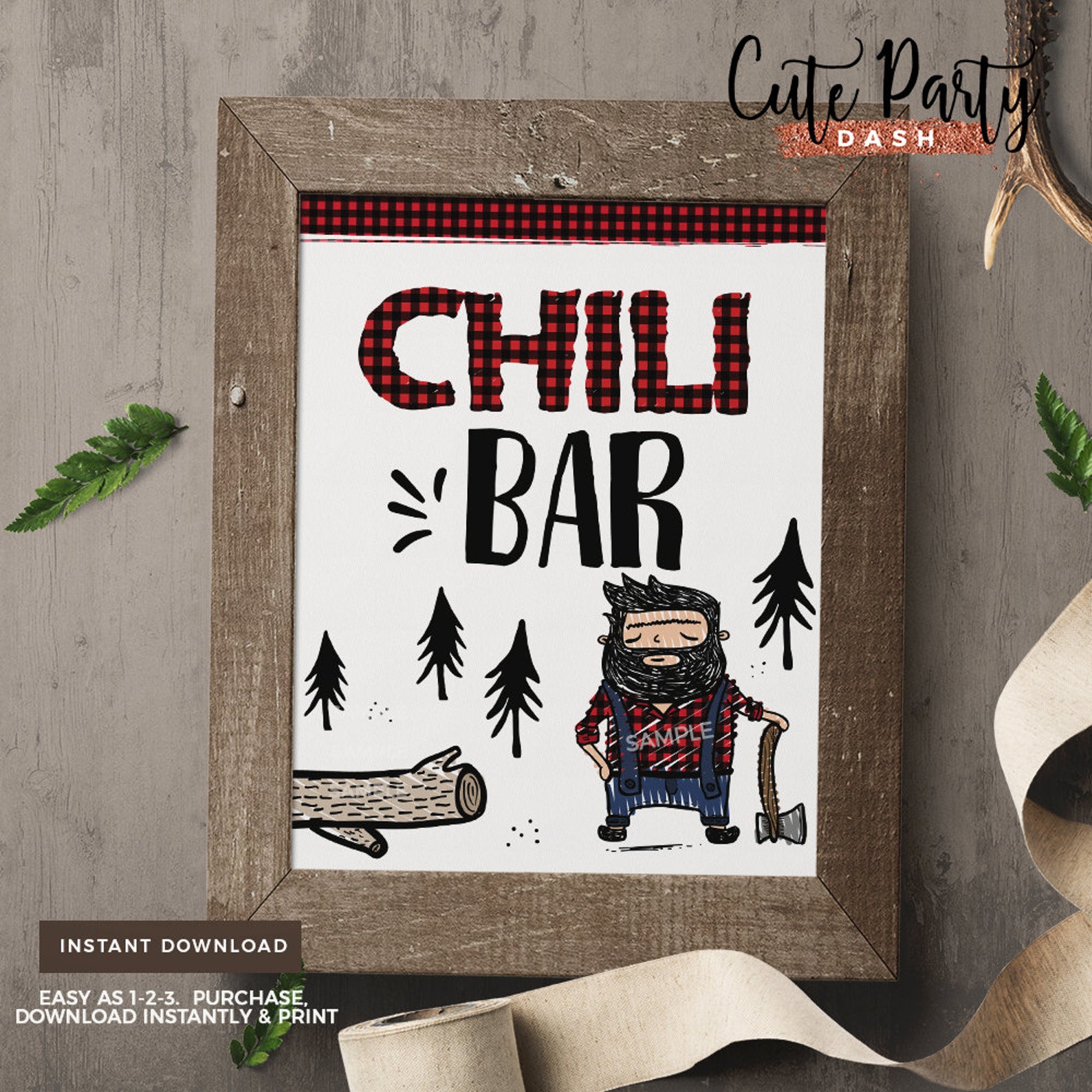 INSTANT DOWNLOAD EDITABLE Lumberjack Birthday Food Cards | Etsy