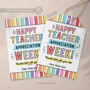 Teacher Appreciation Week Gift Tag Printable Gift for Teachers Gift Box ...