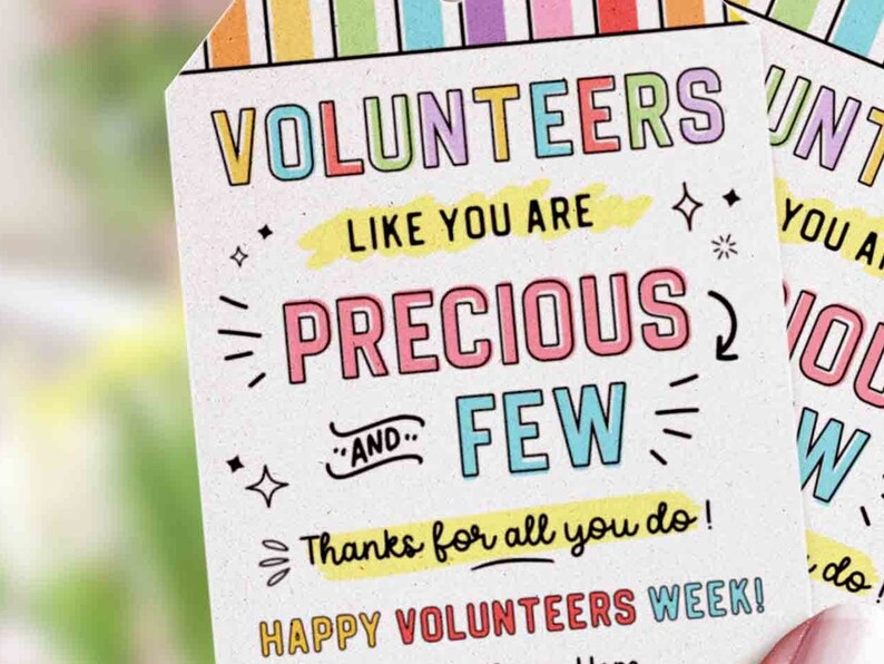 Volunteer Appreciation Gifts Tag Editable Printable Volunteer Thank You Card Employee Appreciation Week Staff Team Member INSTANT DOWNLOAD