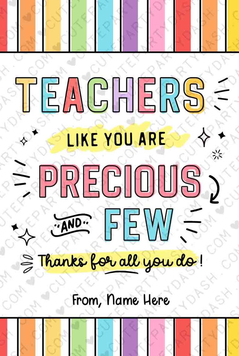 Teacher Thank you Gift Tag Editable Teacher Appreciation Week Thank You Card Printable End of school year gift for Teachers INSTANT DOWNLOAD