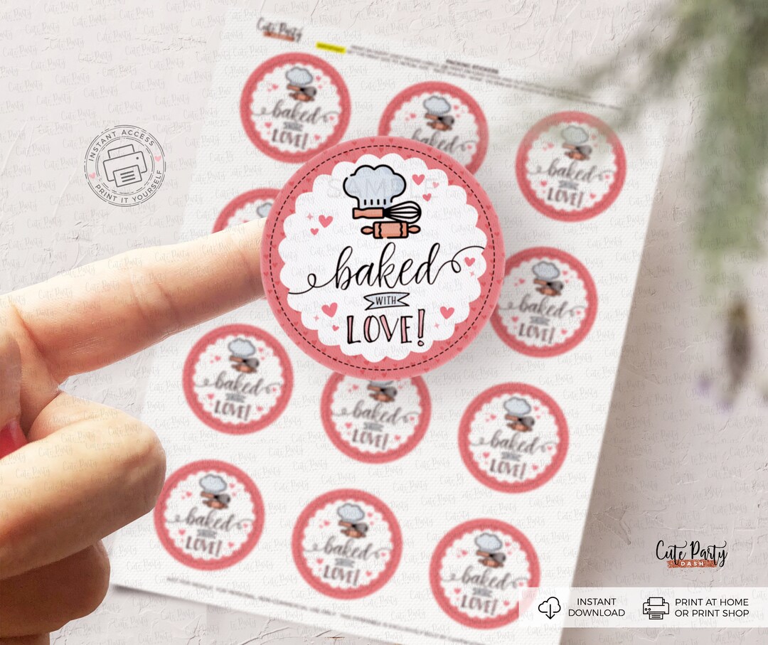 Baked With Love Printable Stickers, Support Small Business Packaging ...