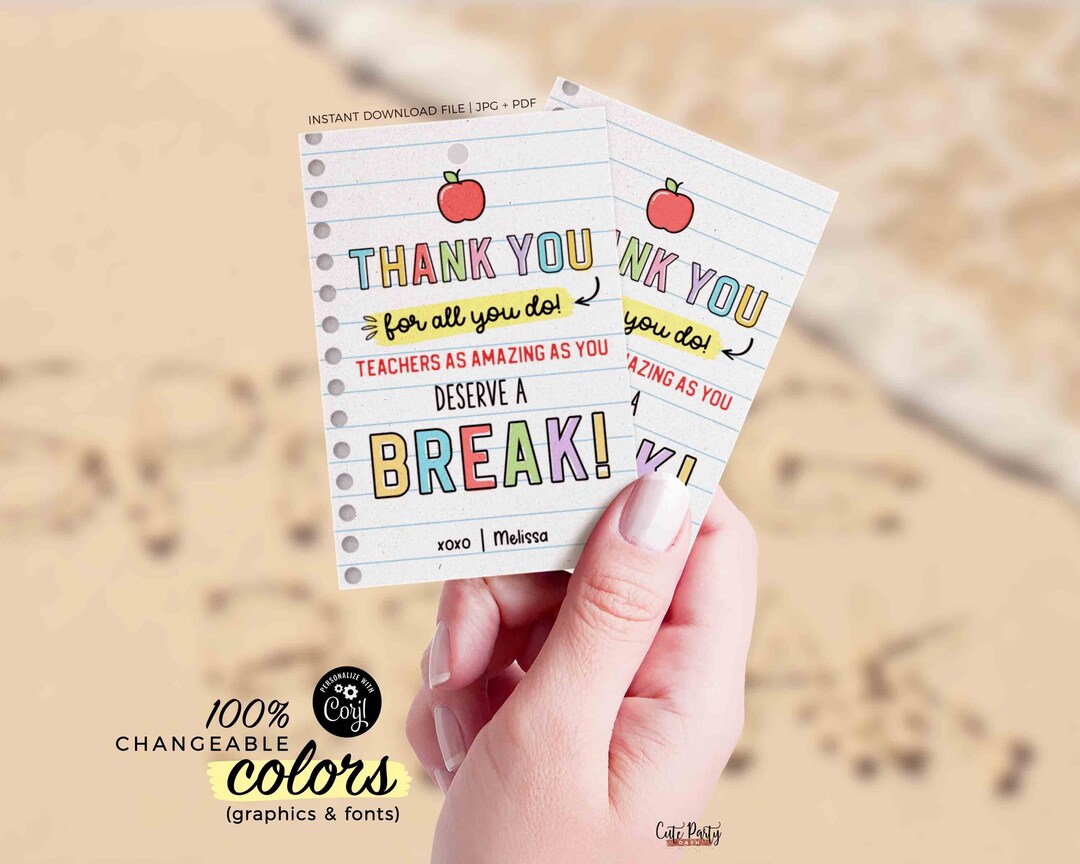 Editable You Deserve a Break Gift Tag Template, Printable Spring Break ...