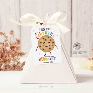 Editable Enjoy your Cookies Gift Tag, Cookie Thank You Tags, Printable Marketing Fundraising, Teacher Appreciation Week, INSTANT DOWNLOAD
