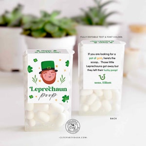 Editable Leprechaun Poop Mint Treat labels, St. Patrick's day gift, St. Paddy's Party Favors, Printable Tic Tac label INSTANT DOWNLOAD