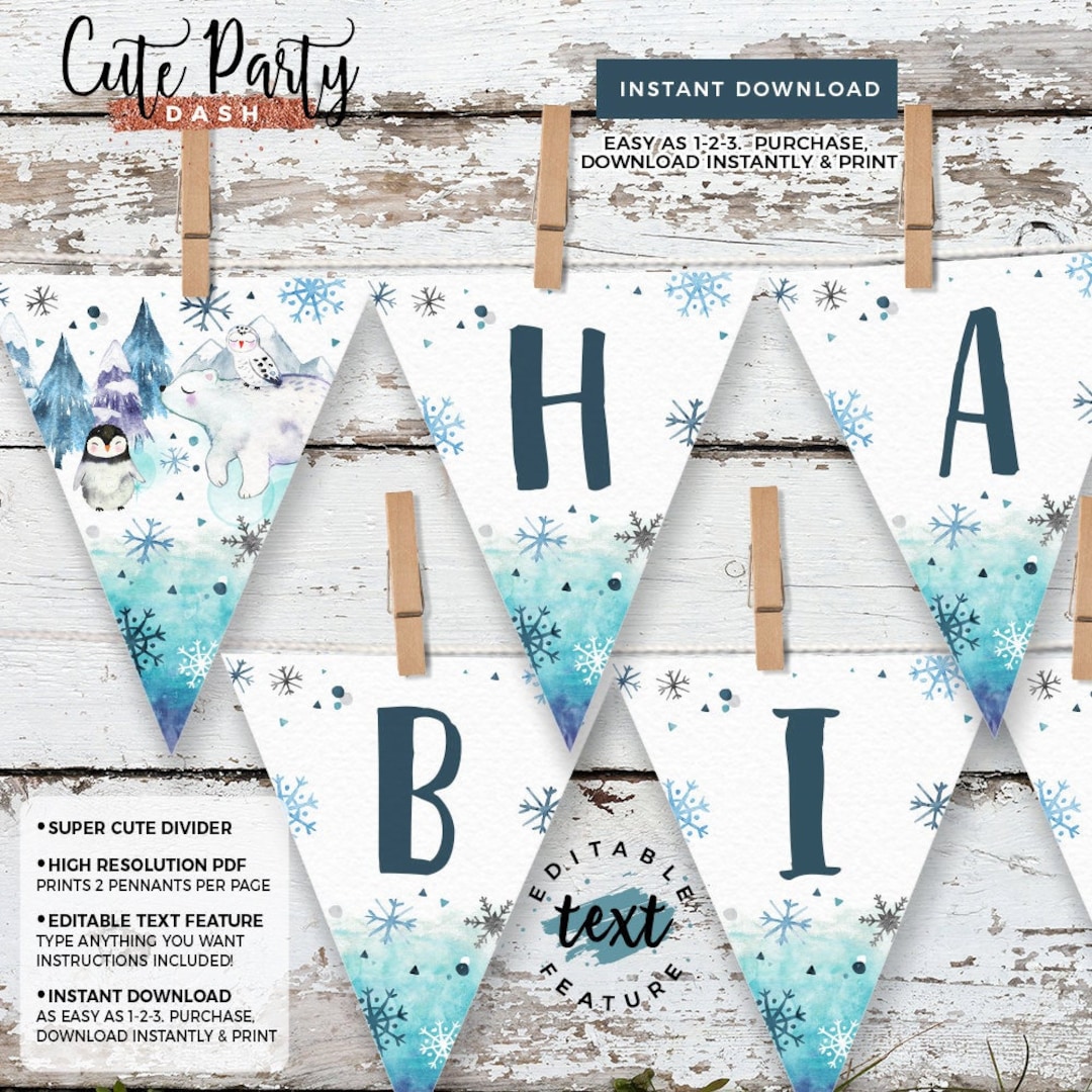 INSTANT DOWNLOAD EDITABLE Winter Onederland Wall Banner Wonderland ...