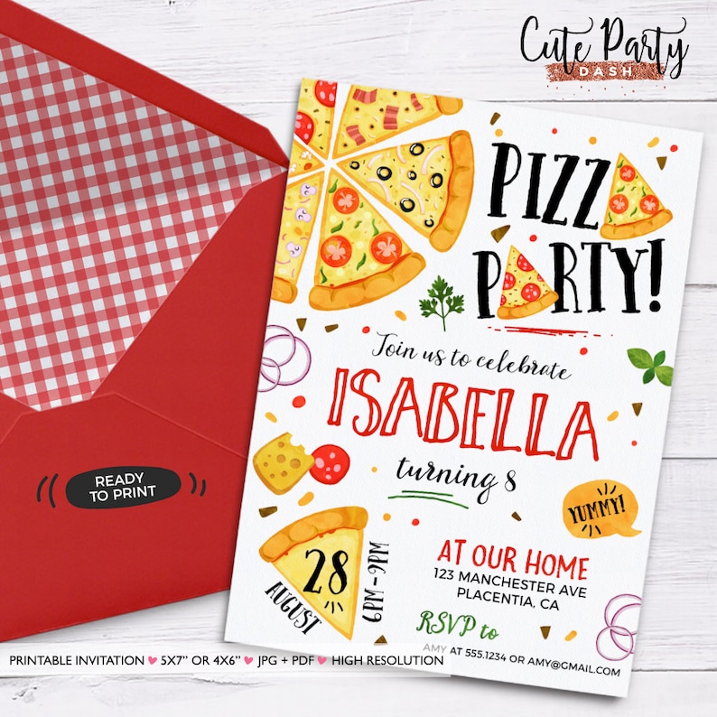Pizza party invitation