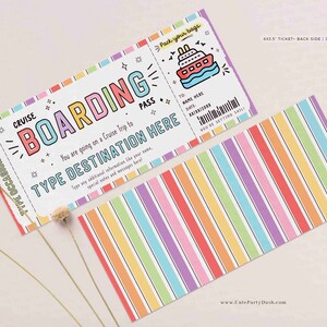 Cruise Boarding Pass Vacation Ticket Gift Voucher, Editable Gift Ticket Template, Surprise Cruise Trip gift ticket, INSTANT DOWNLOAD