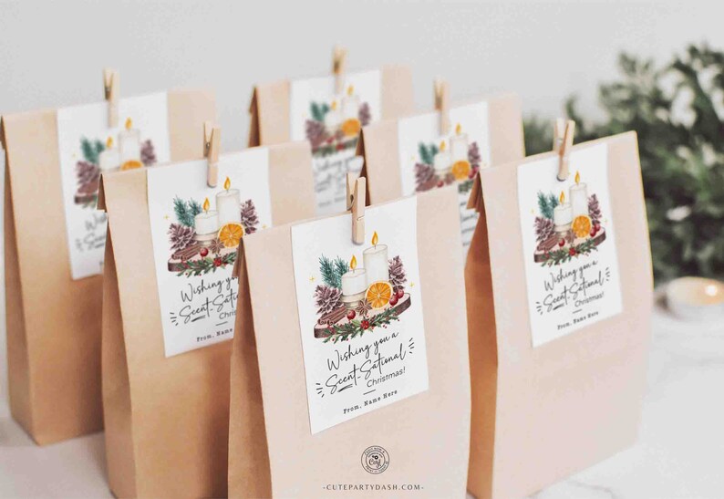 Wishing you a SCENTsational Christmas Tag INSTANT DOWNLOAD Editable Printable Happy Holidays gift Tag Candle Christmas gift for her