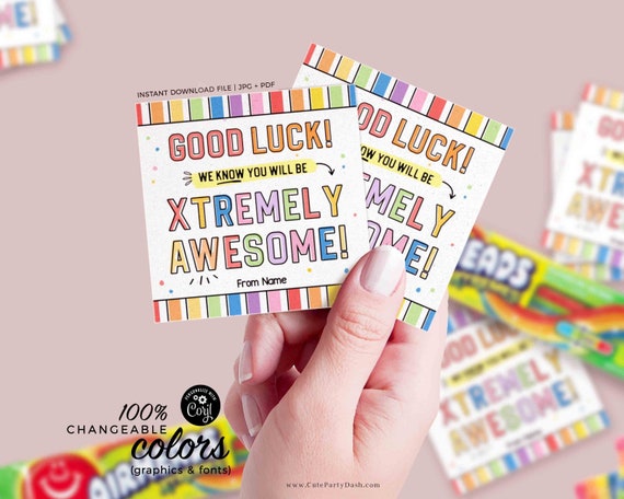 Good Luck Tag Printable Template EDITABLE Candy Treat Tag Team Competition Good  Luck Stickers Sports Candy Gram Pun Card INSTANT DOWNLOAD 