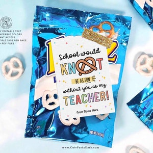 Editable Pretzel Teacher Appreciation Treat Tag Printable - Etsy