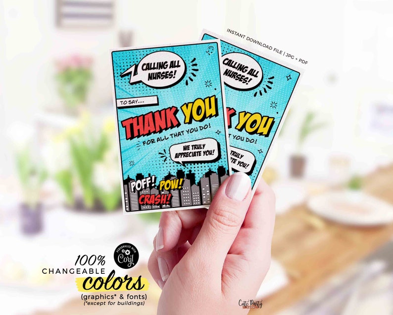 Nurse Appreciation Week Gift Tag Printable Gift for Nurse Editable Thank You Tag Superhero Appreciation Card INSTANT DOWNLOAD