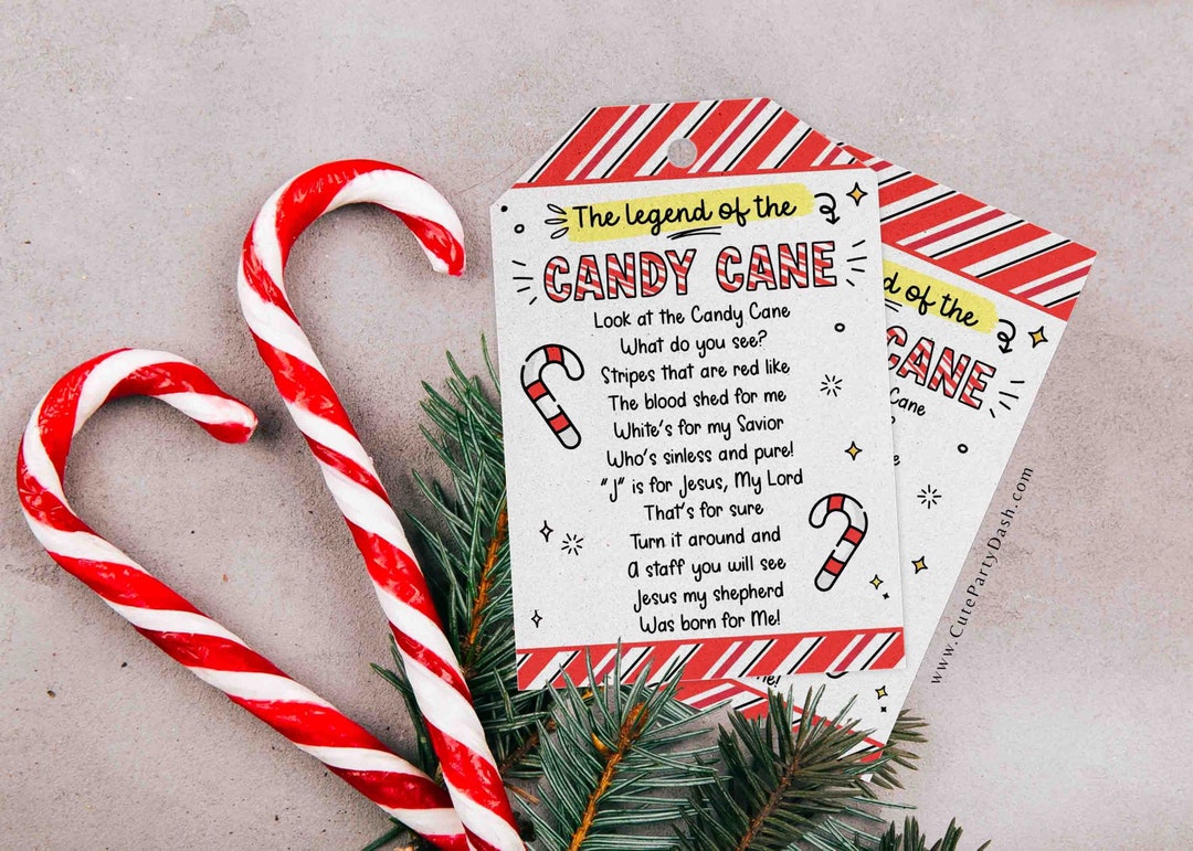 Legend of the Candy Cane Printable Tag INSTANT DOWNLOAD Editable Merry ...