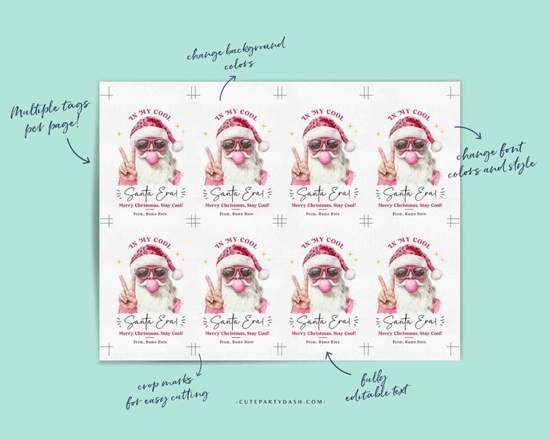 In My Christmas Era Trendy Gift Tag Printable INSTANT DOWNLOAD In My Cool Santa Era Christmas Gift Tag – Trendy Holiday Tag for Fun Gifting