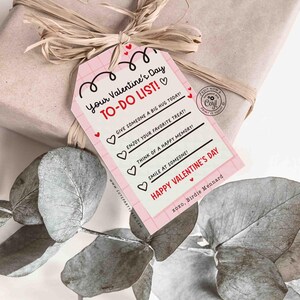 Valentine’s Day To-Do List Classroom Valentine Kids Tag Printable INSTANT DOWNLOAD Happy Valentine's Day EDITABLE gift tag
