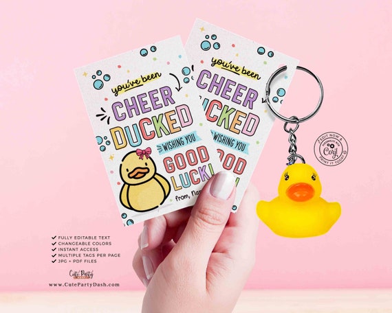 Editable Cheer Duck Tag: Cheerleader Gift (Instant Download)